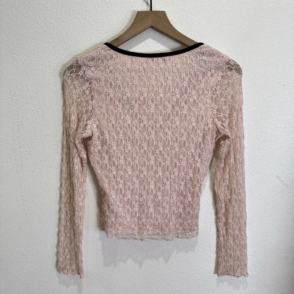 Thirty Thirty LA Top Womens Small Pink Floral Lace Coquette Fairy Whimsy Cropped